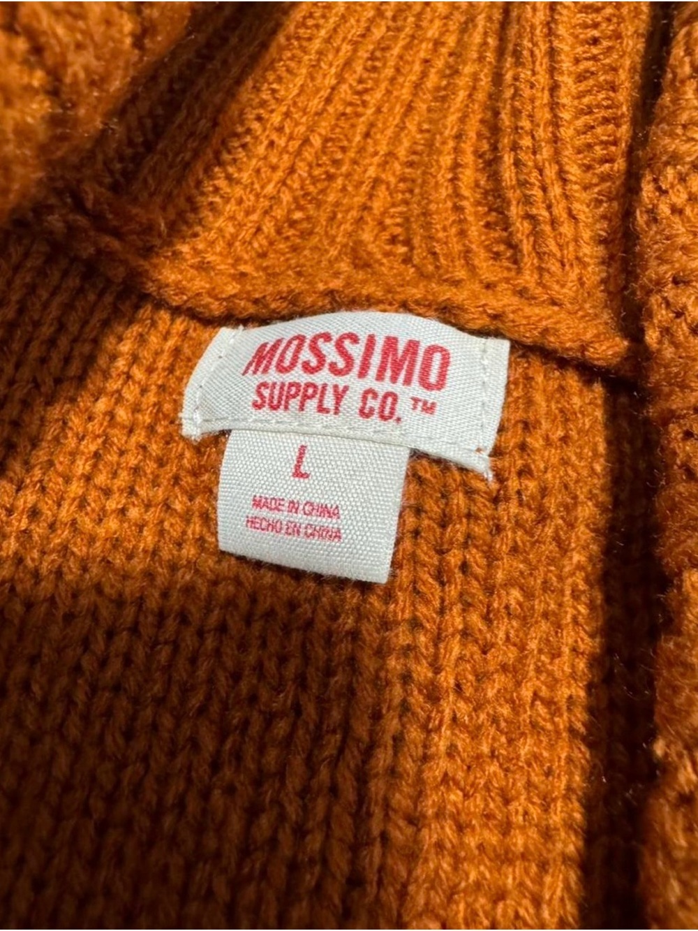 Mossimo Supply Co. Shawl Collar Cable Knit Cardigan - Rust Orange - Picture 6 of 8